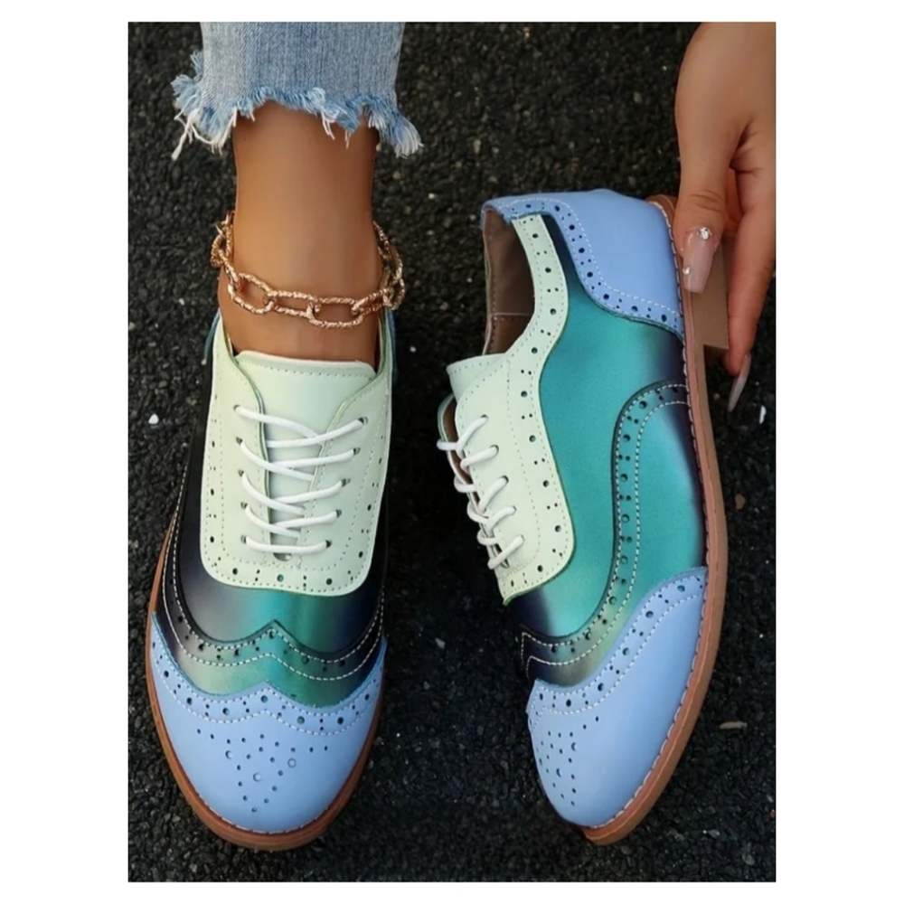 Metallic Color Block Loafer Shoes